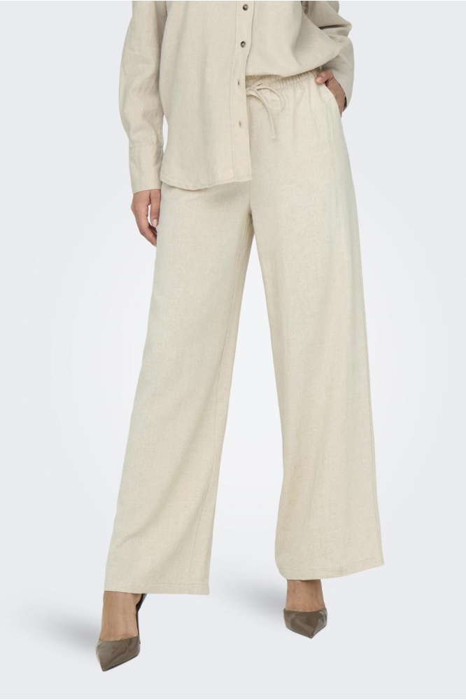 JDYSAY HW LINEN WIDE PANT WVN NOOS 15318361 Oatmeal/Melange